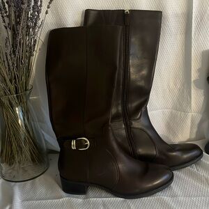 Franco Sarto Brown Leather High Calf Boots “Cecily”